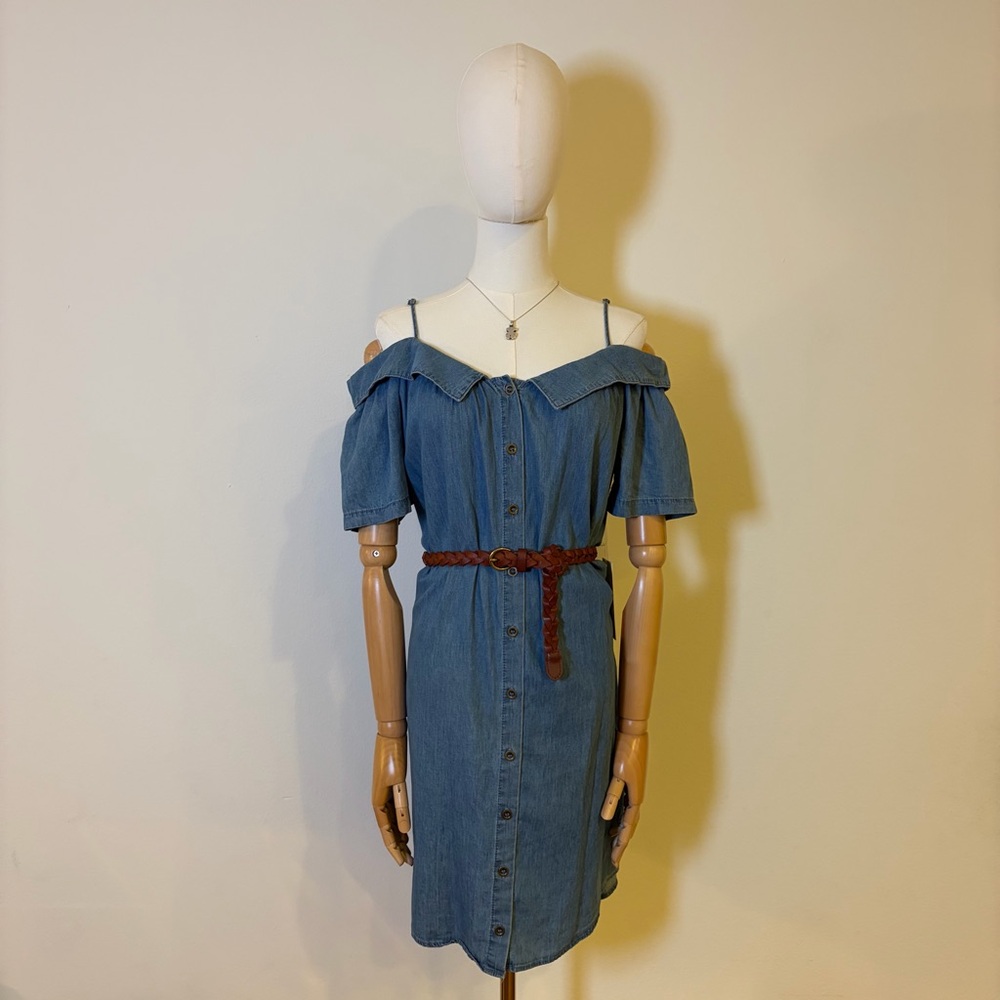 Blāshe New with Tags Lightweight Denim Off-the-Shoulder Dress Size M